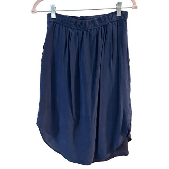 Madewell Navy Blue Button Front Silk Knee length Skirt Size XSY2K Feminine - Picture 7 of 12